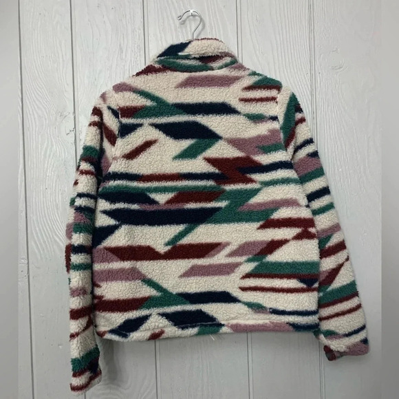 Prana Polar Escape Snap Up cream burgundy tribal teddy pullover | size M - Picture 7 of 9